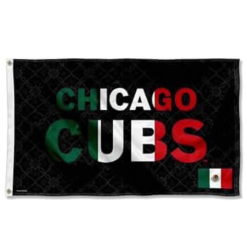 WinCraft Chicago Cubs Mexico Heritage Banner Flag 3x5 MLB Baseball Black Green